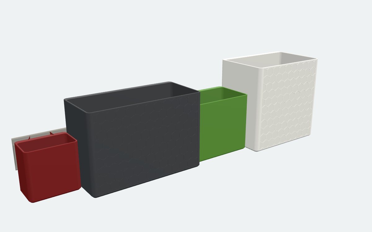 Boxen des Krambords in verschiedenen Größen und Farben