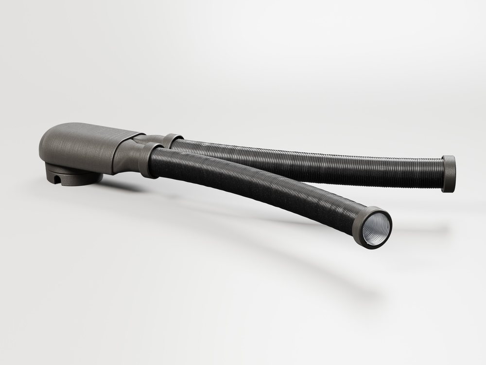 Flacher Luftlenker mit zwei Schuhtrockner-Rohren
